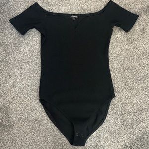 Black ribbed off shoulder bodysuit Express XS